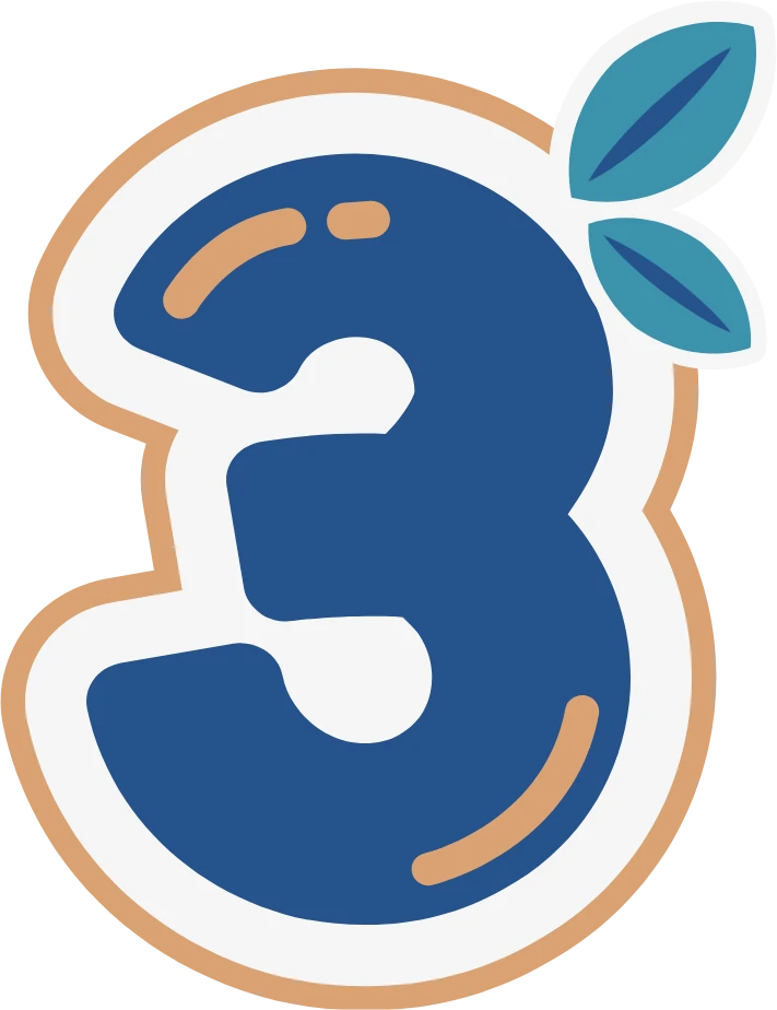 Chiffre 3 entouré de petites feuilles, représentant un troisème conseil pratique pour gérer l’anxiété et cultiver les émotions positives