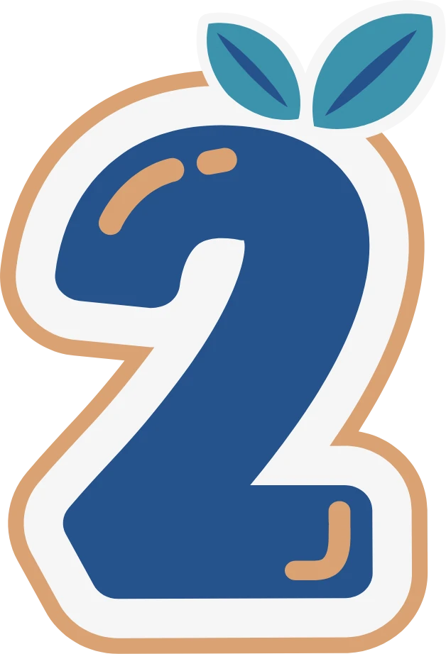 Chiffre 2 entouré de petites feuilles, représentant un deuxième conseil pratique pour gérer l’anxiété et cultiver les émotions positives